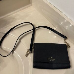 kate spade Black Leather Crossbody with Gold Hardware